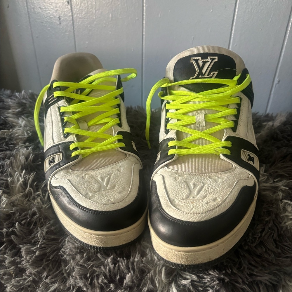 Louis Vuitton Black and White Sneakers with Neon Accents